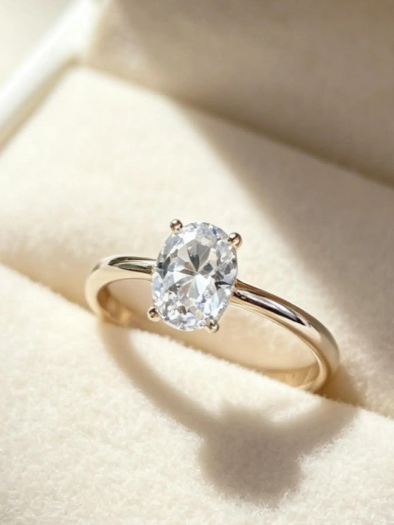 Sparkling Oval Cut Cubic Zirconia Ring | Minimalist Thin Band CZ Travel Ring & Everyday Wear for Women Jewelry Ring