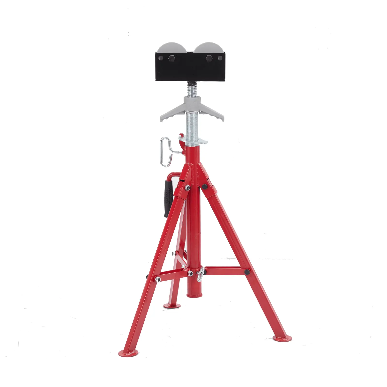 GAOMON Heavy Duty Adjustable Jack Tripod Stand with Roller Head, 28-52 in Pipe Lifting Support, 2500lbs Capacity Welding Support for Automotive Industrial Use, Red Steel