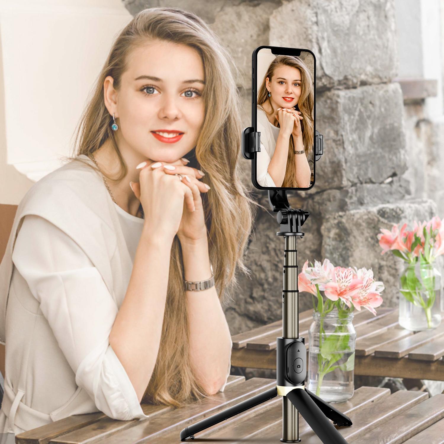 Selfie Stick Tripod with BT Remote Control, Expandable BT Tripod Selfie Stick, Foldable & Adjustable Selfie Stick Stand for iPhone&Android Phones