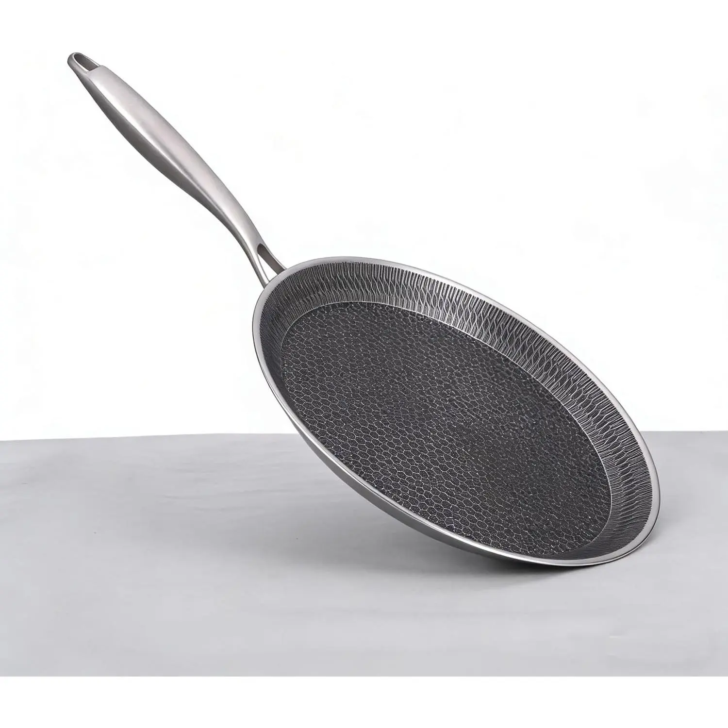 10In Stainless Steel Griddle Pan - Nonstick Honeycomb Coating Surface,Induction Compatible,Oven Safe Up to 500°F,Dishwasher Safefor Pancakes,Crepes & Searing