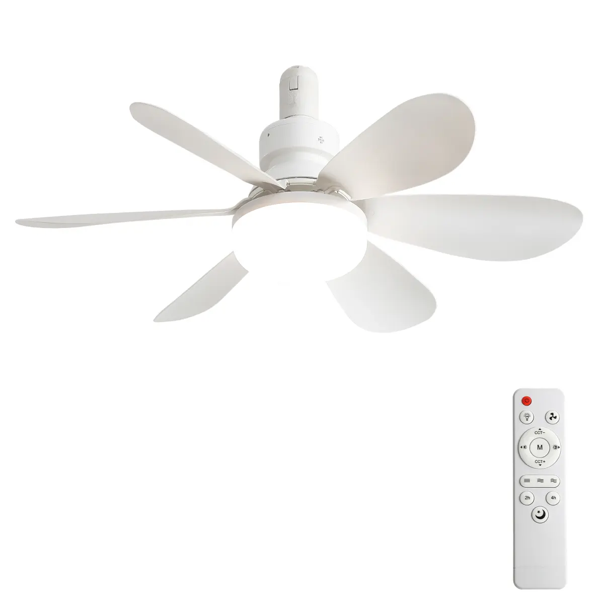 20 Inch Ceiling Fan with Light & Remote Control, No Wiring Needed Screw-In Socket Fan, Low Profile, 3 Color Dimmable LED, Silent DC Motor, 2/4H Timer, Multi-Speed, Easy Install, Energy Efficient for Small Rooms Bedroom Kitchen Closet Garage