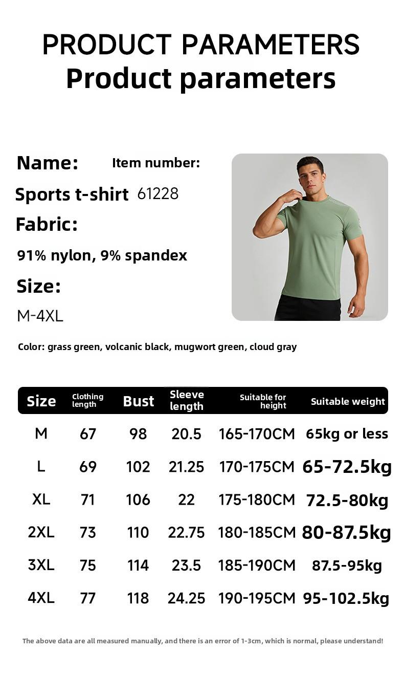 Smooth Nylon Wear-Resistant Ice Silk Quick-Dry T-Shirt for Men, Fitness Running Sports Short Sleeve