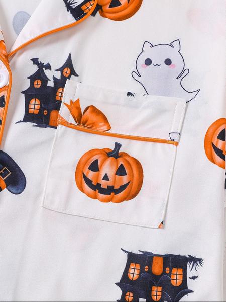 Women Christmas Pajama Set, Santa & Bowknot Tree Pattern, Short Sleeve Button-Up Shirt & Elastic Shorts, Casual All-Season Sleepwear Loungewear