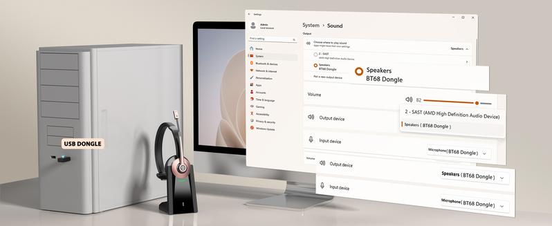 Bluetooth Headset,Trucker Wireless with Mic,Bluetooth Headset with Dual Noise Cancelling Microphone & Mute Button, 55Hrs Working Time PC Headset for Cell Phones, Computer, Truck Driver Audio Headphone