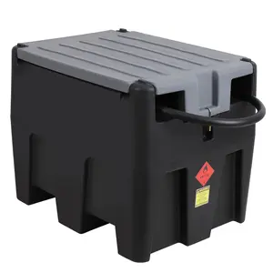 48 Gallon Portable Fuel Transfer Tank with 12V Red Electric Pump – 10 GPM Current Rate, 13.1ft Hose, Auto Fueling Nozzle, 360° Swivel Connector – Heavy-Duty PE Construction for Trucks, Boats, Farms, Black/Grey/Red