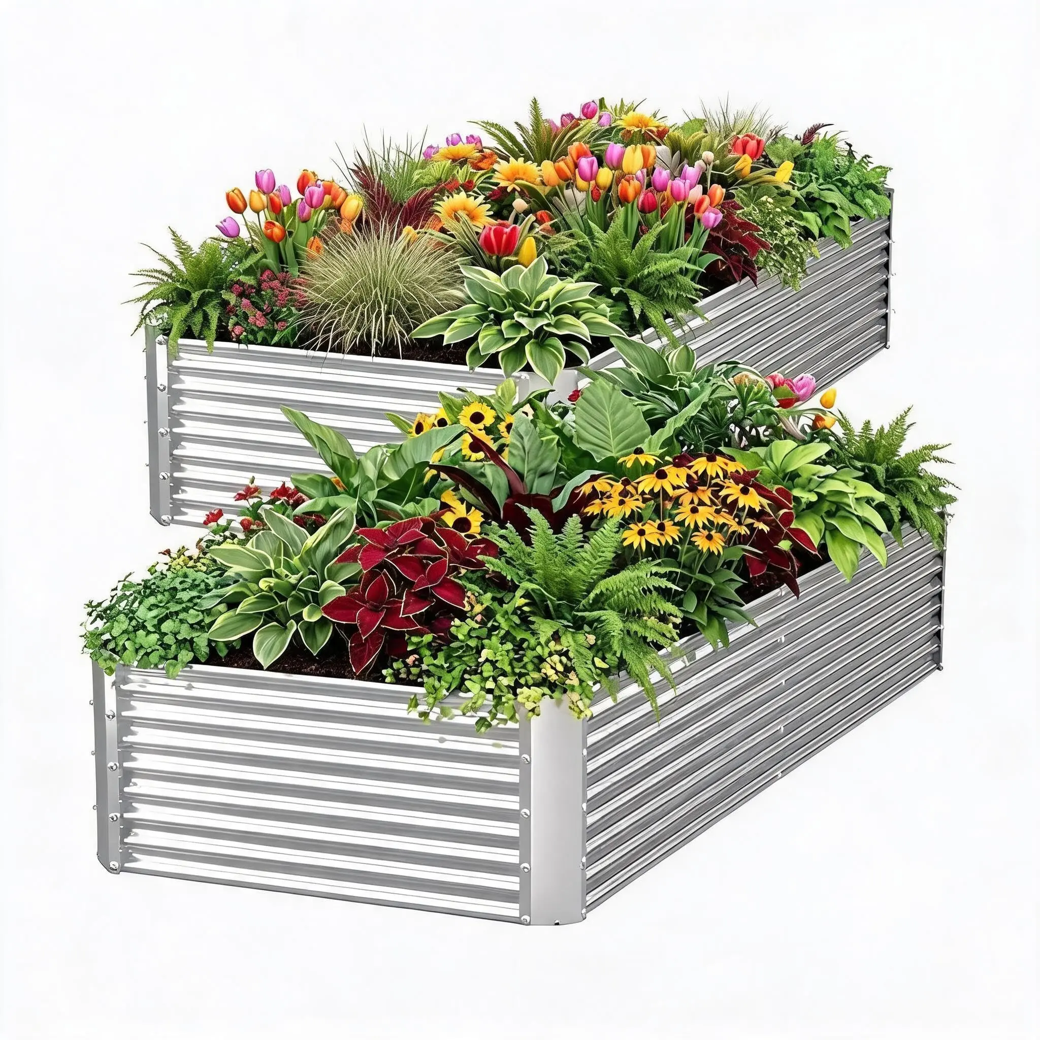 2 Pack Galvanized Steel Raised Garden Beds 6x3FT Each - Durable Metal Planter Boxes for Outdoor Gardening, Ideal for Vegetables and Flowers, Above Ground Garden Planters
