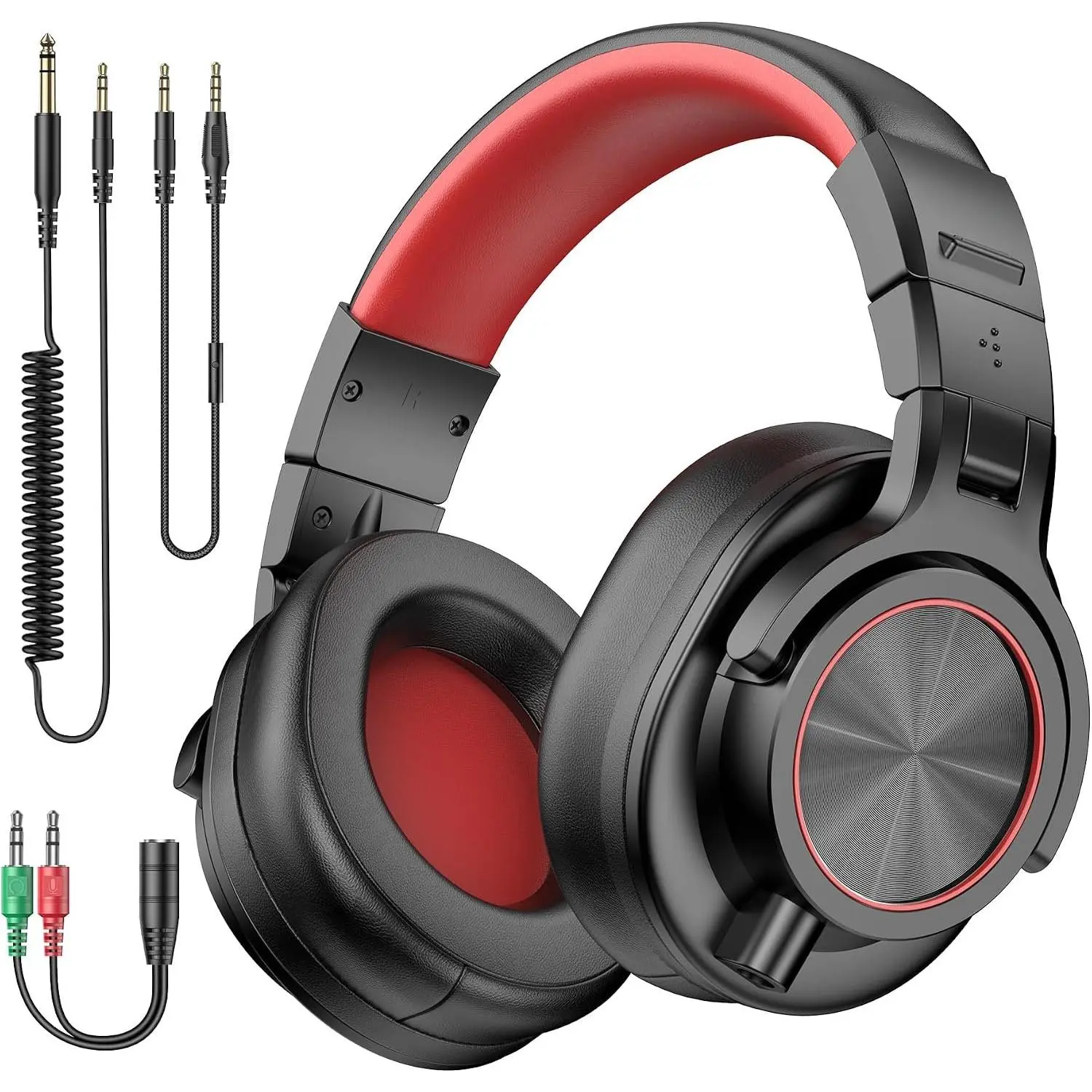 Studio Headphones, Wired Headphones with 50mm Drivers, Professional DJ Headphones for Recording Mixing Podcast Guitar Piano, 210g Ultra-Lightweight Design, 3.5/6.35mm Jack