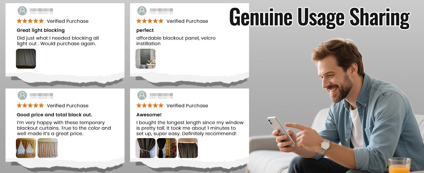 Autohesion Curtains for Windows,Bedroom Blackout Curtains for - Thermal Lnsulated No Drill Curtains Room Darkening Black Small Drapes, JILRON,(1 Panels,35Wx48L inch-Black)