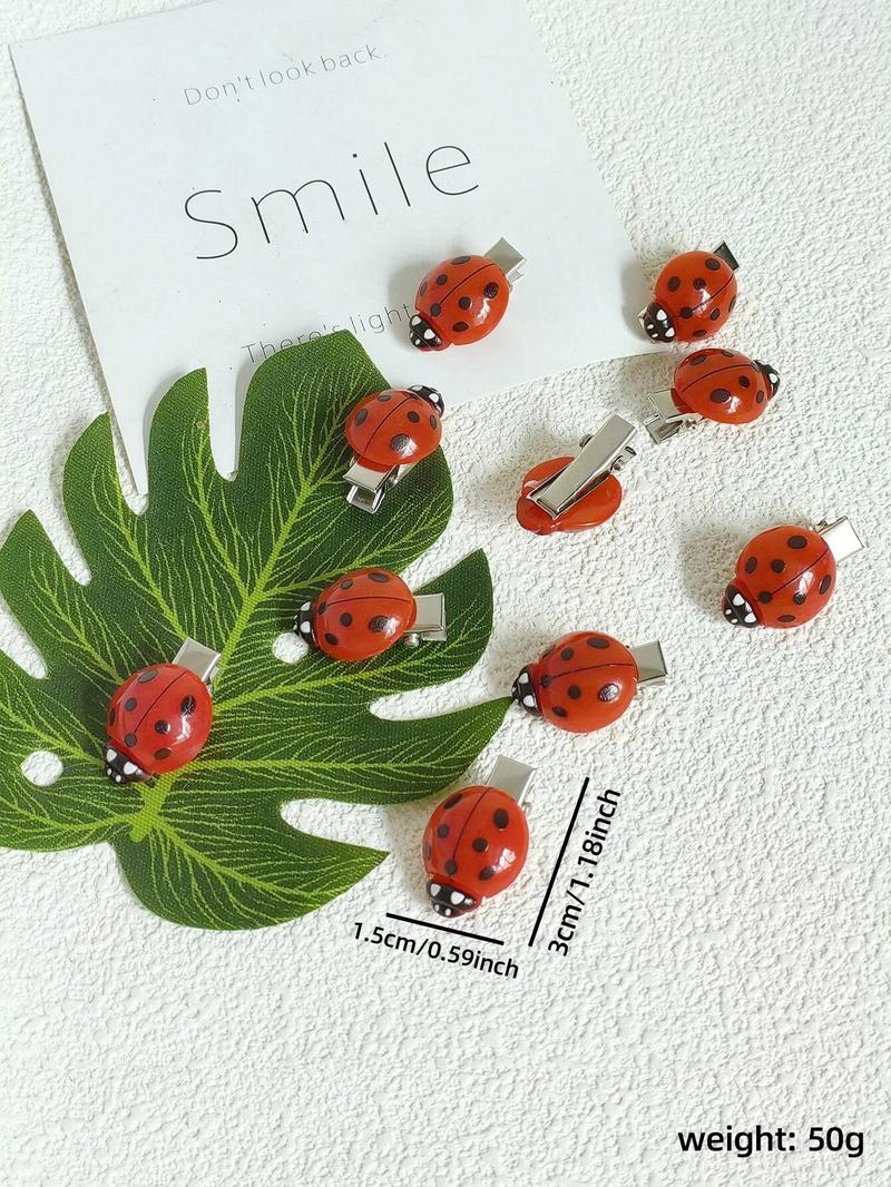 10pcs Ladybug Hair Clips for Girls, Non-Slip Hair Barrettes, Fun Animal Hair Accessories for Back to School, Stylish Hair Decoration Clips