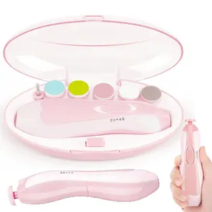 6-in-1 Electric Baby Nail Trimmer File Clippers Kit, Safe Baby Manicure Set with LED Light, Gentle Fingernails Toenails Care Tool for Newborn Infant Toddler Kids Adults