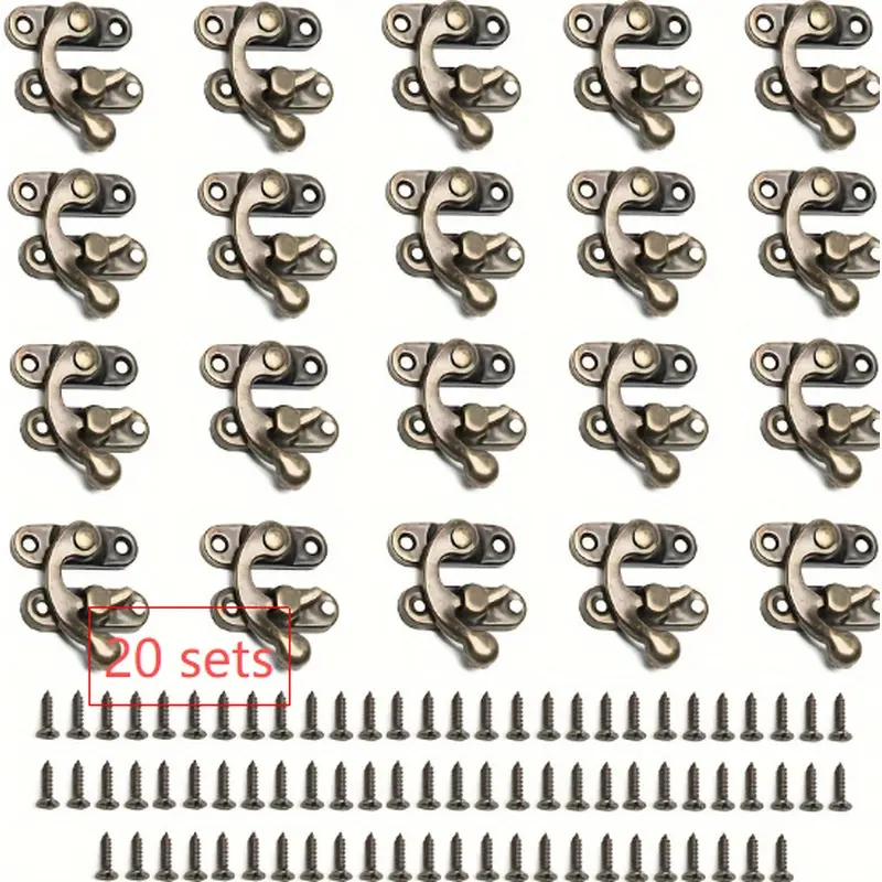 20 sets of left rocker small hook locks, suitable for wooden cases, 1.3 X 1 inch tone keyhole locks.