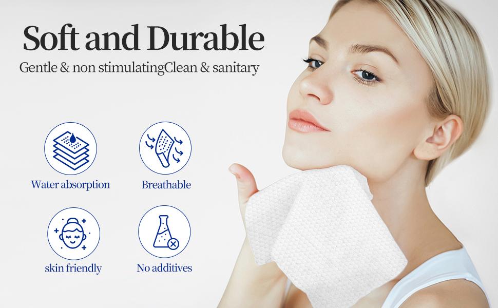 Disposable Face Towels XL,Viscose Biodegradable Large Dry Wipes,Super Soft & Thick Face Cleansing Towels,Daily Facial Tissues for Skin, Makeup Removing,Facial Clean,Nursing,Travel (50 Count)