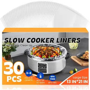 30 Pack Slow Cooker Liners, Large Size 13"x 21" Cooking Bags Disposable Pot Liners, Plastic Slow Cooker Bags Fits 3-8 Quarts, BPA Free, Suitable for Oval & Round Pot