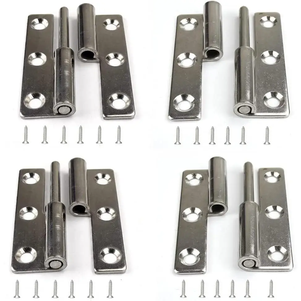 4Pcs 3 Inch Lift Off Detachable Door Hinges, Stainless Steel Slip Joint Flag Hinge, 2 Right Handed + 2 Left HandedGift