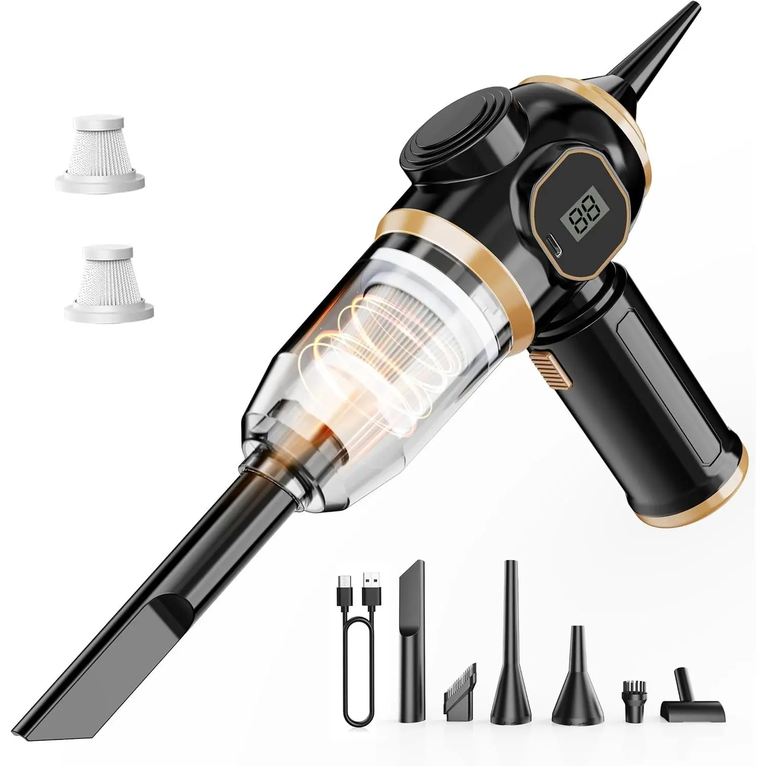 Brushless  Portable Cordless  Vacuum Cleaner – 25000 Pa High Power, LCD Display, Rechargeable Handheld Vacuum for , , Office | Efficiently Removes , Sofa (Black & )