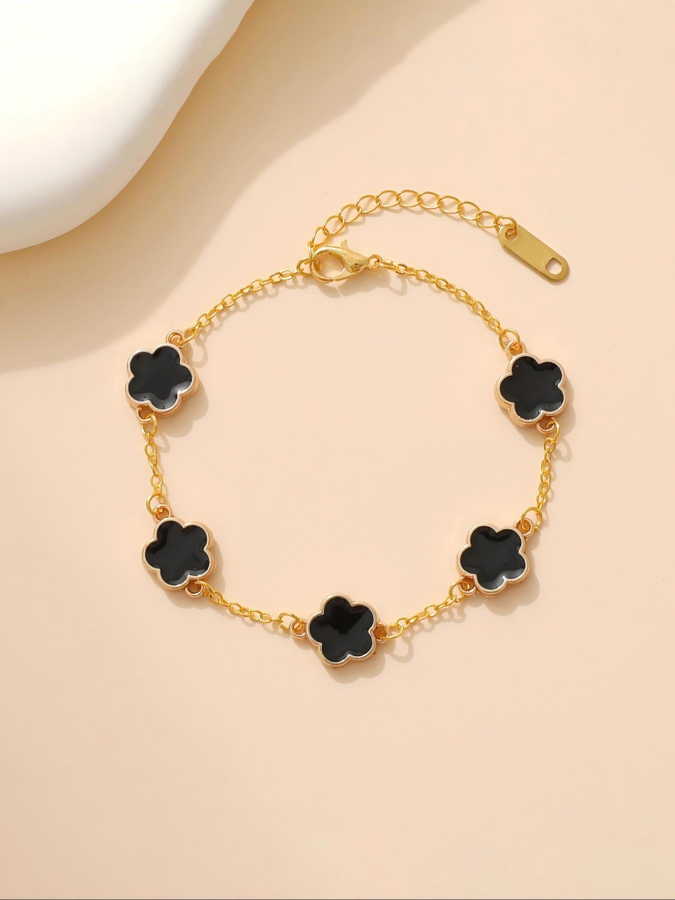 Cute Five Leaf Clover Design Charm Bracelet, Fashionable Jewelry for Women & Girls, Trendy All-match & Exquisite Jewelry for Birthday Gift