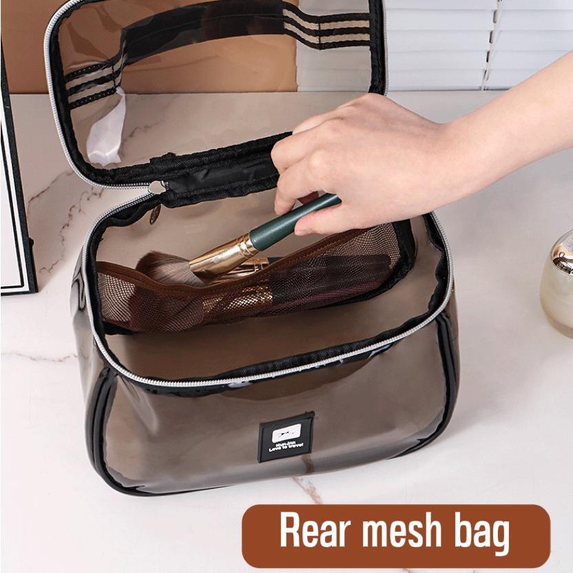 New Portable Transparent Makeup Bag, Transparent Vanity Bag, Large Capacity Waterproof Travel Cosmetic Organizer, Ideal for Holidays and Dates, Non-Toxic Material
