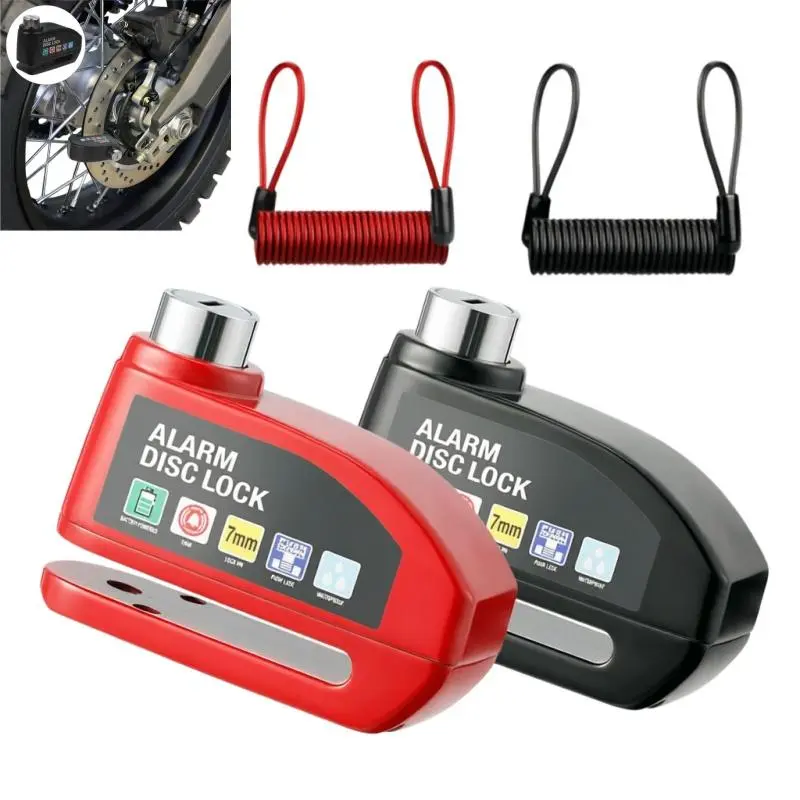 110dB Loud Alarm Zinc Alloy Disc Lock - Waterproof, Anti-Theft with Movement Alert for Motorcycles, Bicycles, 5ft Reminder Cable, Carry Pouch, Father's Day Gift for Vehicle Security