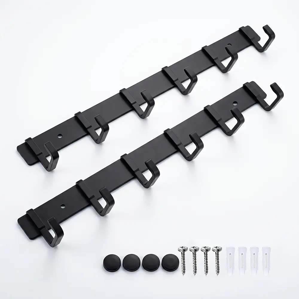 (2-Pack) 17.3-Inch Wall Mount Coat Rack with 6 Hooks, Compact Hooks for Coats, Hats, Jackets, Bags, Entryway, Bedroom, Bathroom, Closet