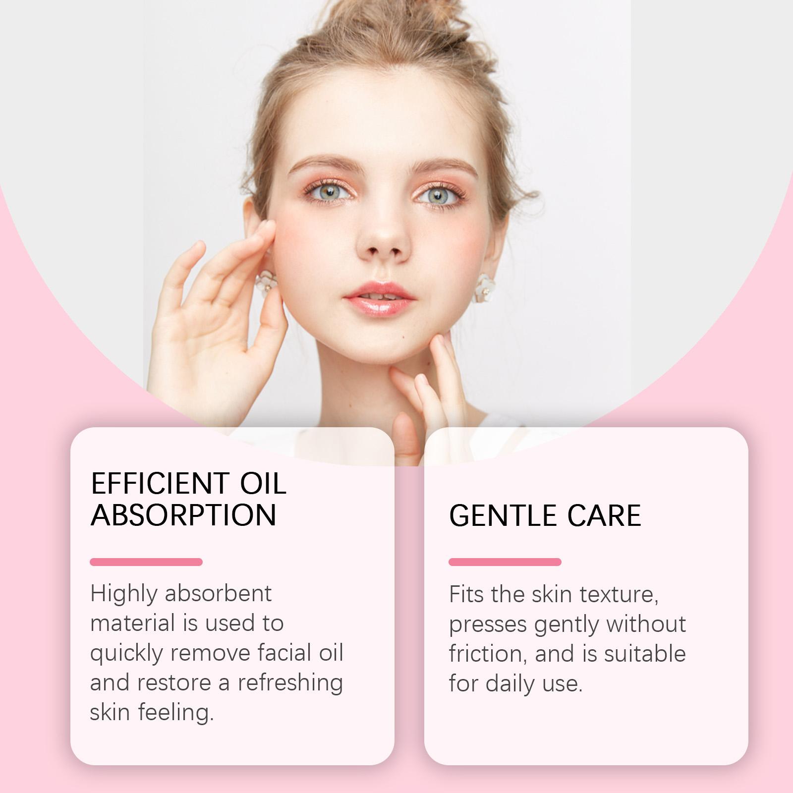 OUHOE Oil Blotting Sheets (Rose), Cellulose & Kaolin Dual Oil Control, Rose Flower Extract Beauty Care + Vitamin E Antioxidant, Brightens Skin, Makeup-Friendly No Powder Removal, Soft for Oily Skin