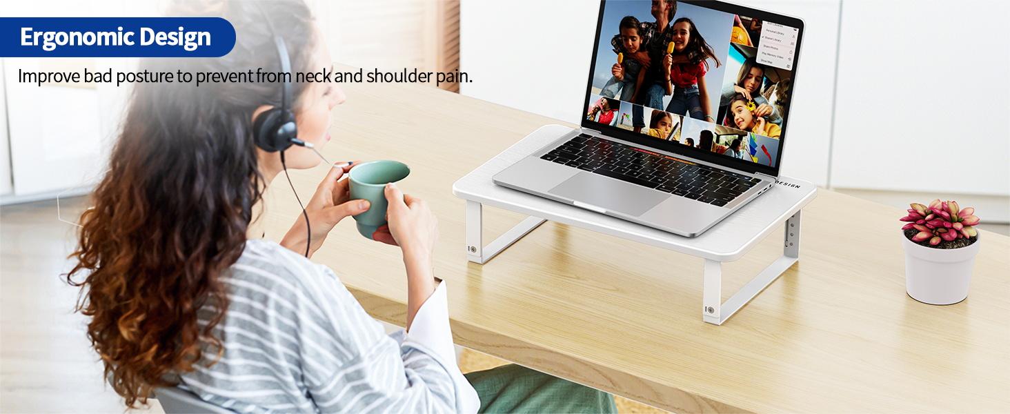 Monitor Stand Riser, Height Adjustable Laptop Stand, Computer Monitor Stand for Monitor, Computer,Laptop,Printer (White)