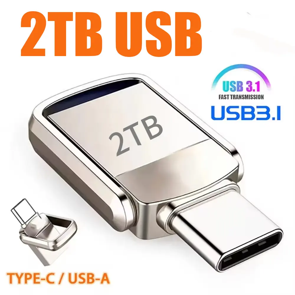 2TB High-Speed USB 3.2 Type-C Thumb Drive - 1000000 Times Rewritable, OTG USB Drives, Boot Support, Bus-Powered, for PC & Phone, Computer, Support Linux Memory Stick