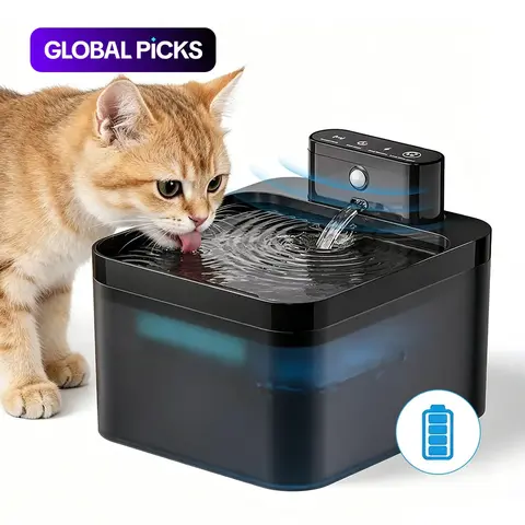 Automatic Cat Water Fountain 2.2L Battery Powered Pet Fountain with Motion Sensor, Wireless Silent Design for Dogs & Cats #GLOBAL PICKS
