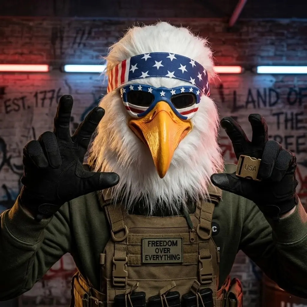 Latex Eagle Mask with American Flag Headband, Realistic Bird Head Mask, Animal Mask for Halloween Cosplay Costume, Freedom Party Supplies and Accessories #GLOBAL PICKS
