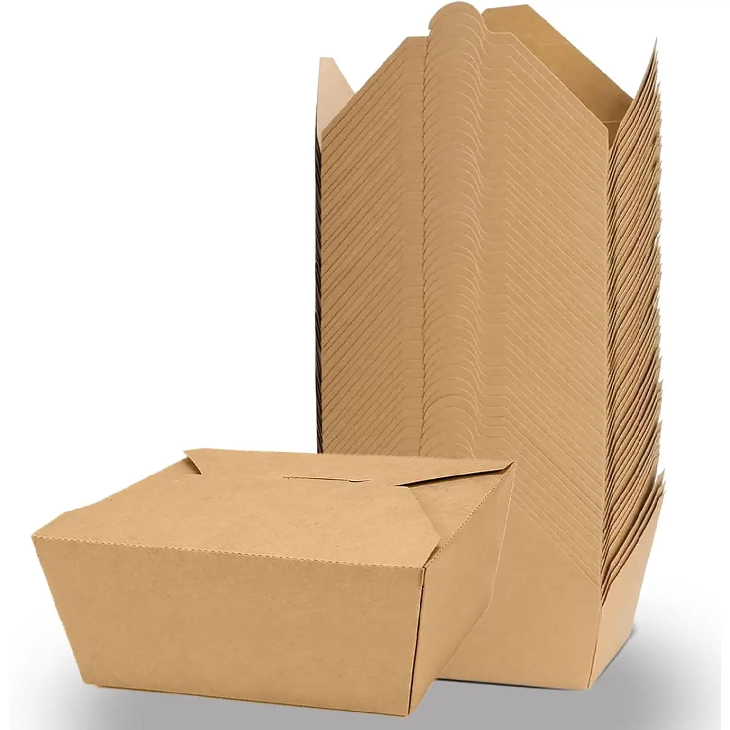 50 Pack  oz Large Takeout  Container, Heavy-duty Microwave  Paper Takeout Box, Leak Proof and Oil Resistant Paper Lunch Box, Cardboard takeout box for Restaurants, Homes, and Gatherings