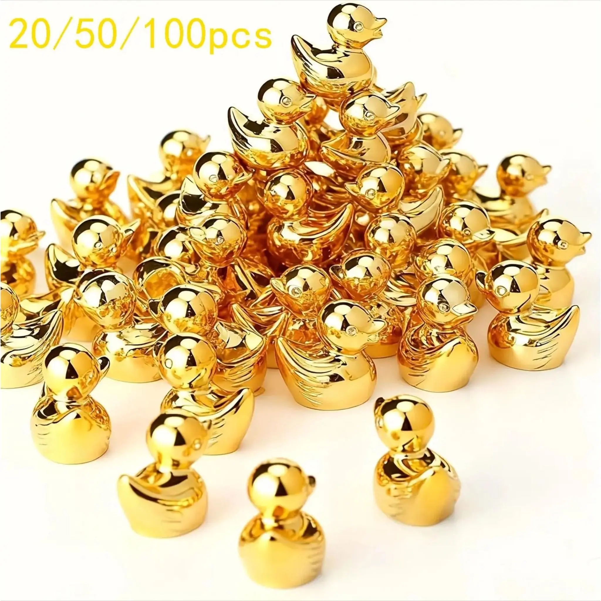 Gold Duck Figurines, 20/50/100 Pack of Whimsical Resin Miniatures for Crafters, DIY Fairy Garden Landscape & Party Gifts, Duck Shape, Multiple Packs