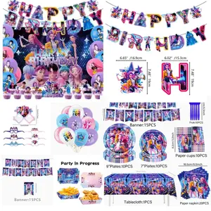 Tableware Theme Kids Birthday Party Supplies, Paper Plates Cups Napkins Candy Box Gift Bags Banner Backdrop All-in-One Decor Set
