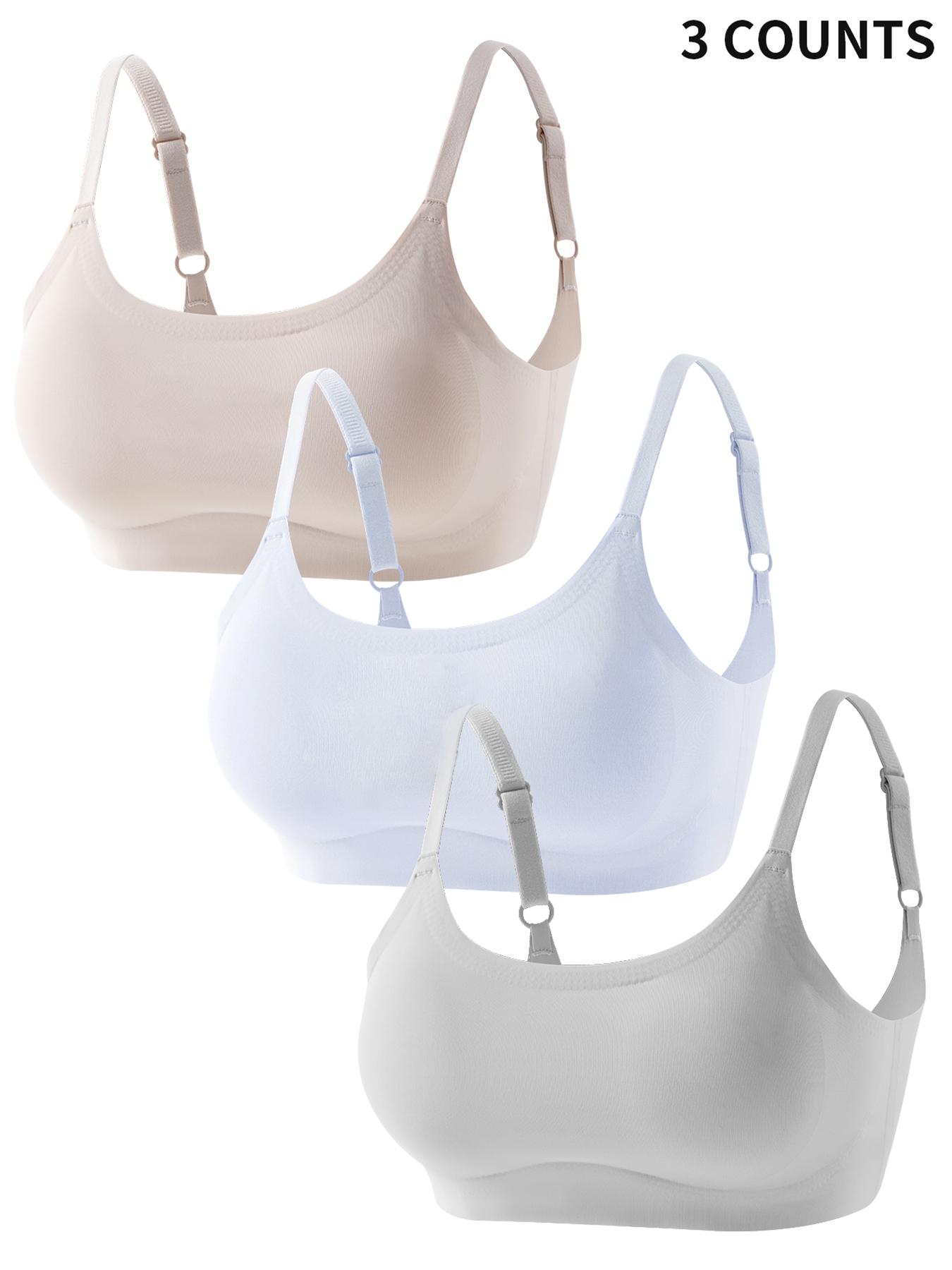 3-Piece Teen Girls Youth Underwear Set, Includes Comfortable Padded Bra, Solid Brami Tank, Solid Colors with Cartoon Patterns, Suitable for All Seasons, Everyday Wear Underwear