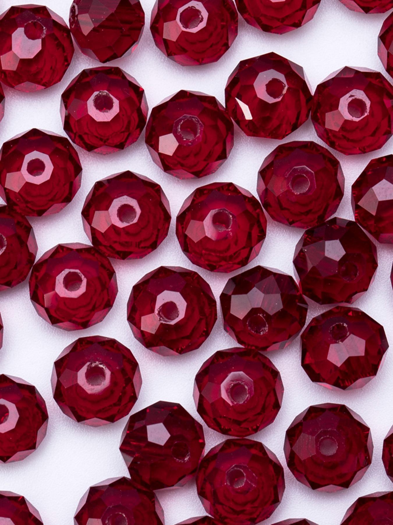 4/6/8mm Red Glass Beads, Faceted Crystal Glass Beads, Fashion Accessories for Handmade DIY Necklace Bracelet Earrings, DIY Jewelry Making Craft Supplies