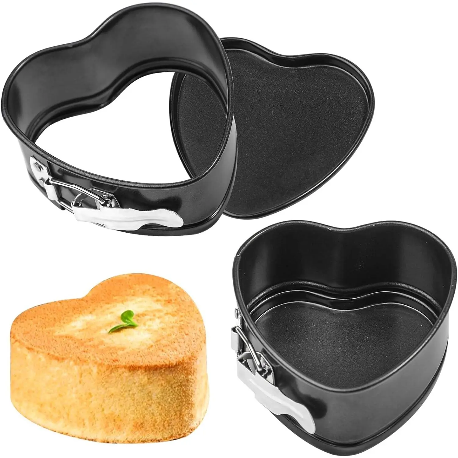 Springform Pan 4 inch Heart Shape Mini Cheesecake Pan Set of 2, Cake Pan Heart Baking Molds Accessories of Instapot, Pressure Cooker, Air Fryer & Christmas, Valentine's Day Baking