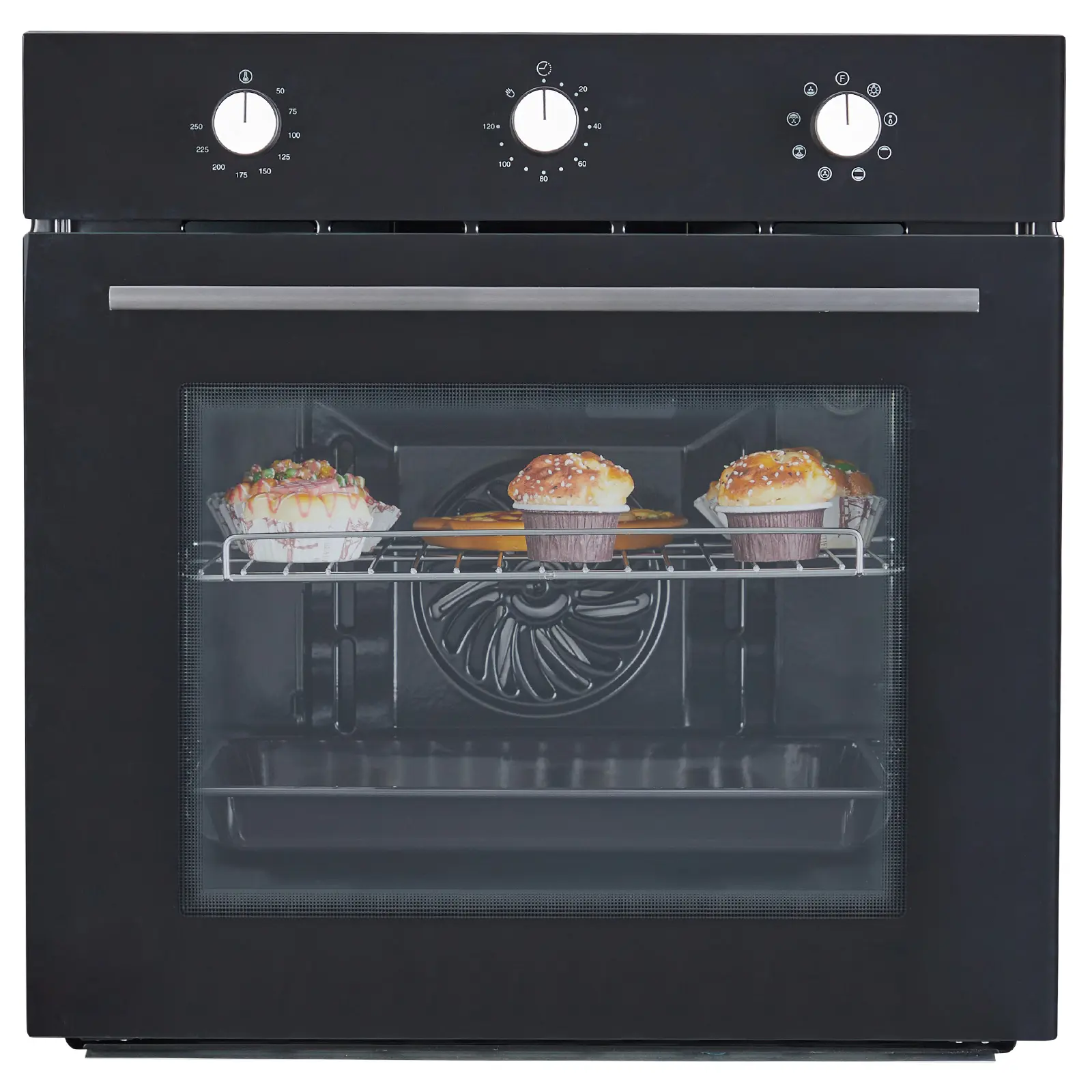 24-Inch Built-In Electric Wall Oven, 2.5 Cu.Ft, 3000W, Mechanical Knobs, 240V/60Hz, Black Stainless Steel