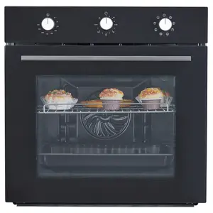 24-Inch Built-In Electric Wall Oven, 2.5 Cu.Ft, 3000W, Mechanical Knobs, 240V/60Hz, Black Stainless Steel