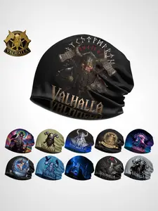 Viking warrior Valhalla Odin pattern, Open-Top Design Beanie outdoor cycling, hiking, and sports. Unisex design, Holiday gifts. See You in Valhalla!