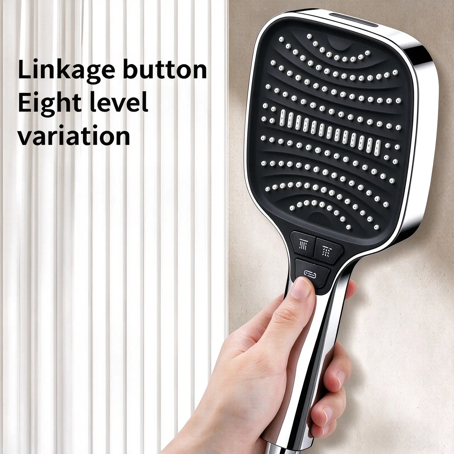 HOMK Handheld Pressure Shower Head, 8-Mode Adjustable Water Flow, Rain Shower Design, Ideal for Home Bathing and Bathroom Use