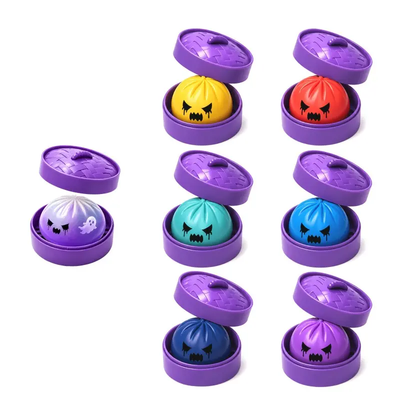 7 Color Halloween Ghost Face Bun Squishy Toy Set Purple Simulation Steamer Slow Rebound Stress Relief Fidget Gift