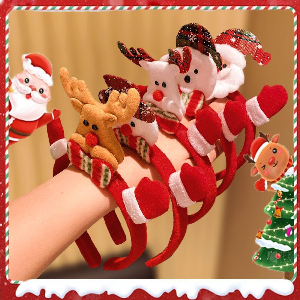 5-Pack Girls Christmas Hairbands Reindeer Snowman Santa Claus Patterns Fashionable New Year Party Headbands Hair Accessories
