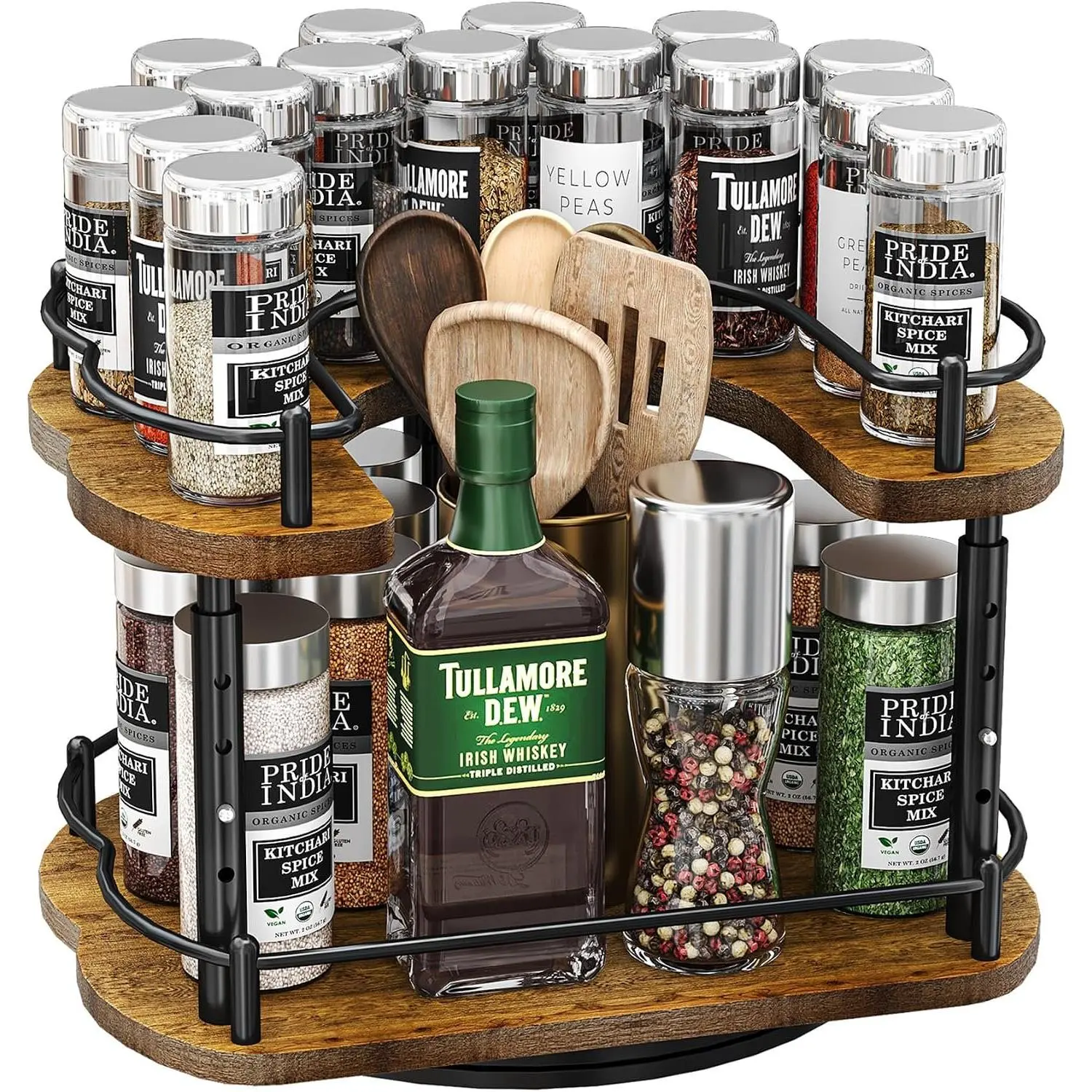 Lazy Susan  Rack Organizer for Cabinet, , , 12 in | Rotating Turntable, Height Adjustable, Space-Saving D-Shape Design, Revolving  Storage for Kitchen Countertop Pantry