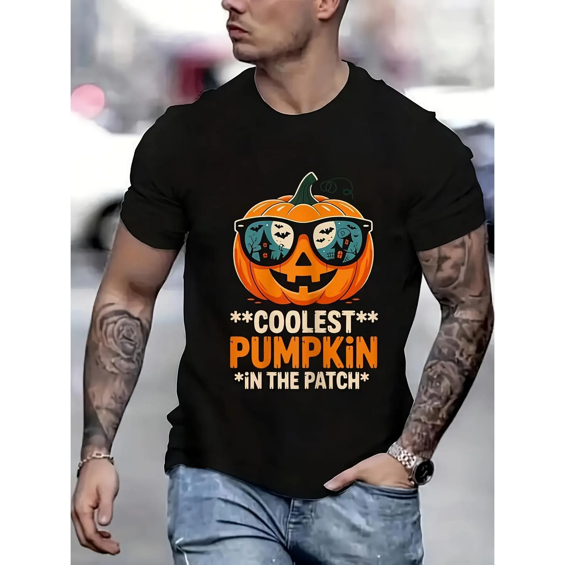 Pumpkin Patch Graphic T-Shirt - Soft Breathable Crew Neck Tee Suitable for Casual Wear, Gym, Outdoor Activities & Unique Gift - Coolest Pumpkin in the Patch Print, Machine Washable Retro Style