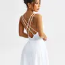 Women's Cross Back Sports Dress, Detachable Pads, Yoga Pants, Comfortable and Stylish, Ideal for Tennis, Gym, Fitness, Tennis Attire, Fitness Workout Dress, Activewear Dress