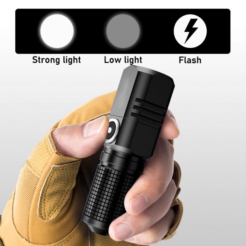 10000 LM mini powerful led flashlight xhp50 built-in battery 3 modes usb rechargeable flashlights flash light edc torch lamp