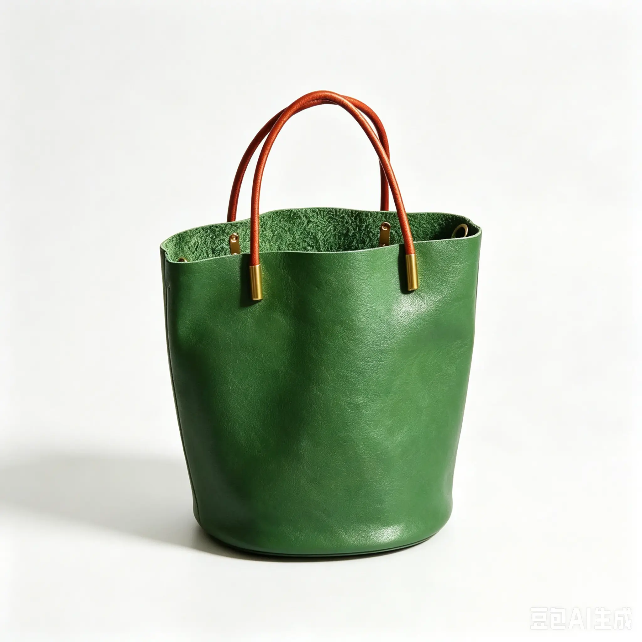Genuine Leather Bucket Bag, Vintage Cowhide Handbag with Detachable Shoulder Strap for Women