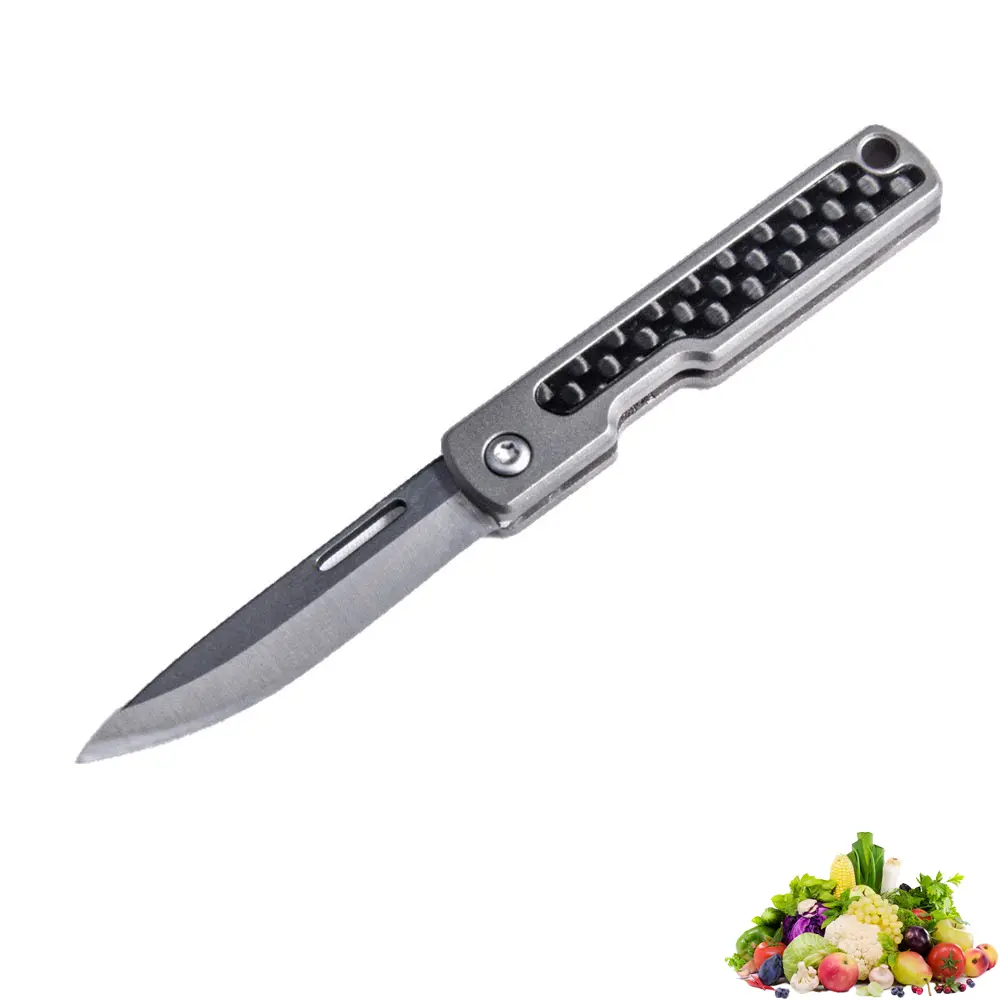 Titanium Alloy Folding Mini Knife Titanium Carbon Fiber Handle Convenient Multifunctional Pencil Knife Unpacking Knife Keychain Pendant