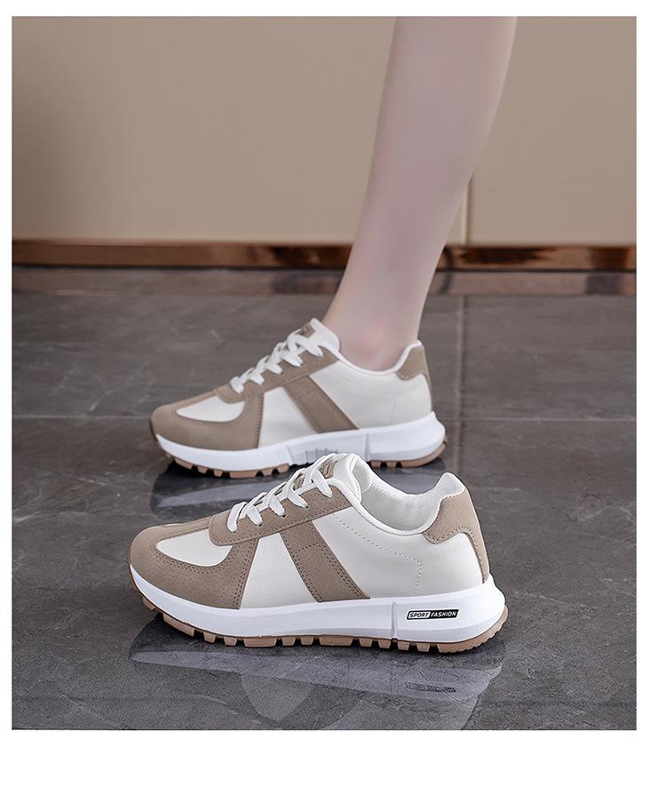 2026 Autumn New Women's Sports Shoes, Student Color-Block Hong Kong Style Round-Toe Dad Shoes, Casual German Training Shoes