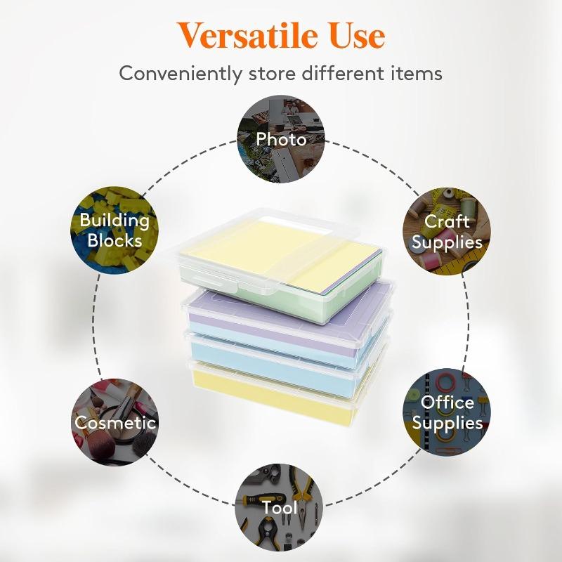 4 Pack Plastic MultiPurpose Storage Box with Latching Lids Clear A4 8.5 x 11 Letter Size Paper Storage Storage Containers for Board Game Craft Document Magazine Art Supplies