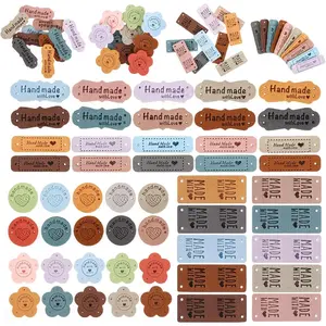50 count  Tags for Crochet  Leather Labels Faux  with Love Leather Tags for  Items Embellishment Knit Accessories with Hole for DIY Crafts Sewing Crochet Knitting Hats