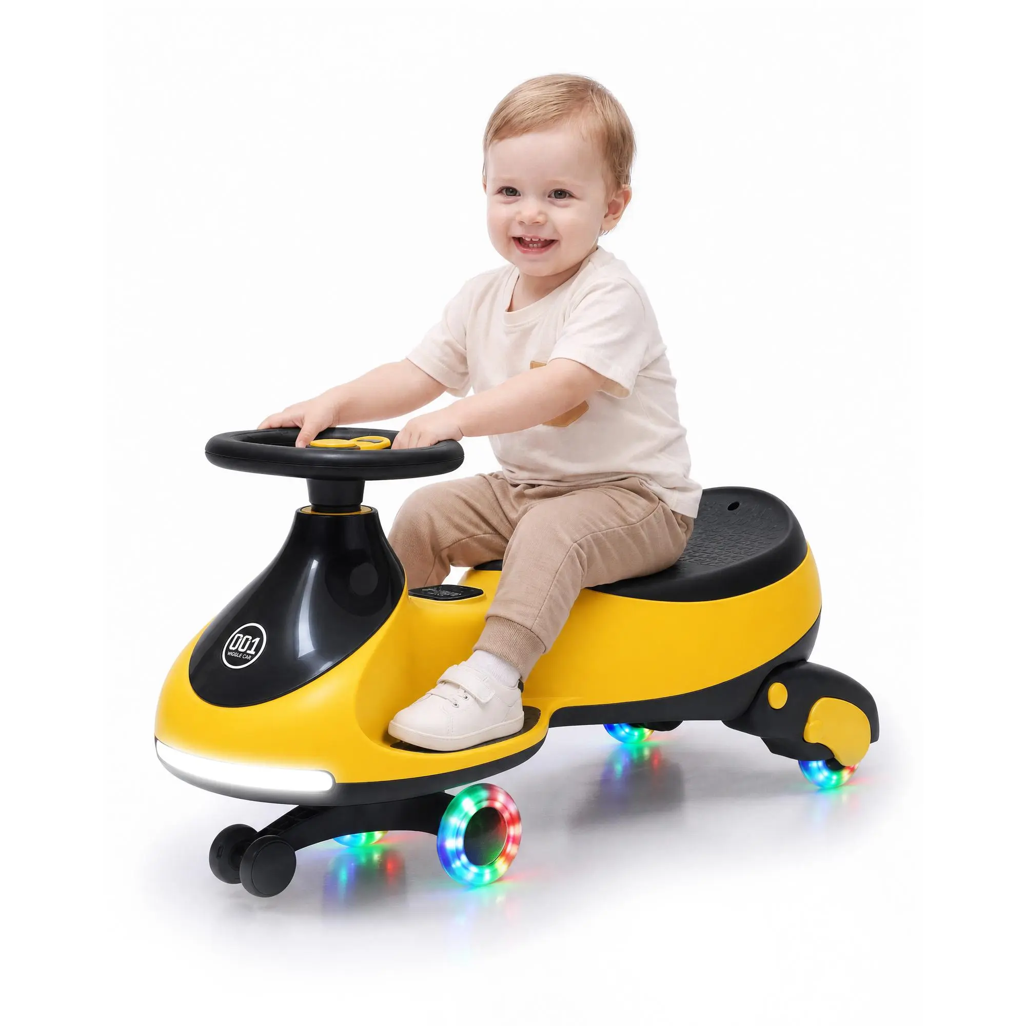 Summervibes Flash sale toy items 12V Rechargeable Electric Wiggle Car for 2.5 Years+ Toddlers, 2-in-1 PU Swing Car with Pedal, 360° Swivel Steering, Anti-Rollover, 3.5Mph Max Speed, Flashing Wheels, Music, Indoor-Outdoor Birthday Cool Gifts for Kids